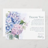 Pink Blue Hydrangeas 30th Birthday  サンキューカード (正面/裏面)