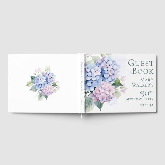 Pink Blue Hydrangeas 90th Birthday ゲストブック (全面)
