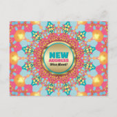 Pink Blue Mandala We've Moved New Address 案内ポストカード (正面)