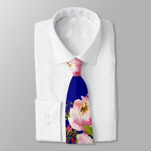 Pink Blue Navy floral wedding Neck Tie ネクタイ (タイ)