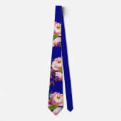 Pink Blue Navy floral wedding Neck Tie ネクタイ (正面)