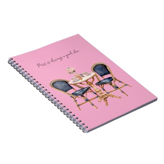 Pink Blue Paris Table Baguettes ノートブック (右側)