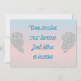 Pink Blue Pastel Glitter Heart Valentines Day Card シーズンカード