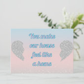 Pink Blue Pastel Glitter Heart Valentines Day Card シーズンカード (スタンド正面)