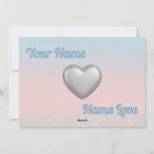 Pink Blue Pastel Glitter Heart Valentines Day Card シーズンカード (裏面)