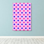 Pink Blue Pink Polka Dot Pattern キャンバスプリント (インサイチュ (ウッドフロア))
