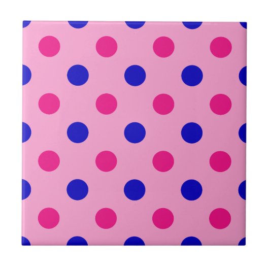 Pink Blue Pink Polka Dot Pattern タイル (正面)