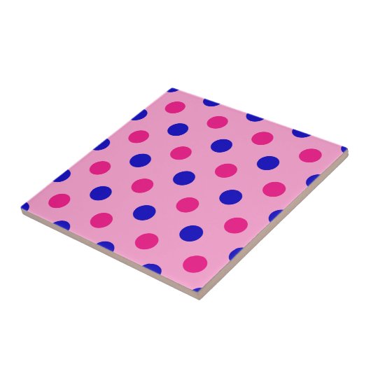 Pink Blue Pink Polka Dot Pattern タイル (側面)