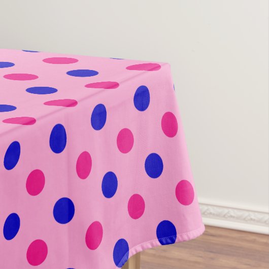 Pink Blue Pink Polka Dot Pattern テーブルクロス (インサイチュ)