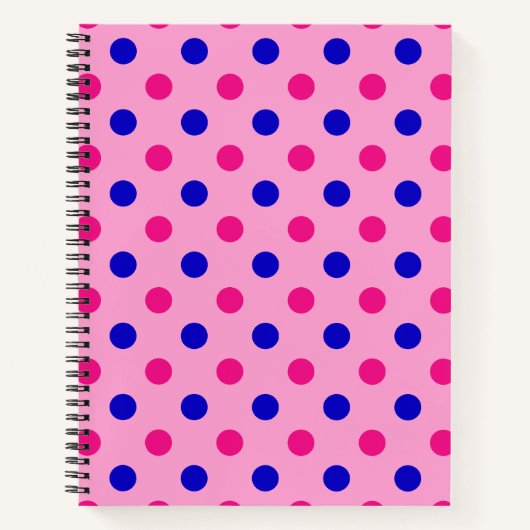 Pink Blue Pink Polka Dot Pattern ノートブック (正面)