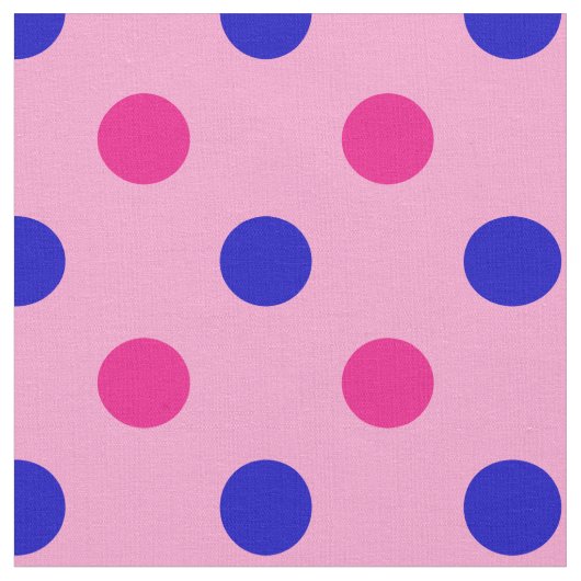 Pink Blue Pink Polka Dot Pattern ファブリック (クローズアップ)