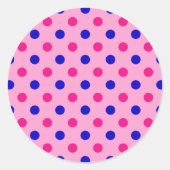 Pink Blue Pink Polka Dot Pattern ラウンドシール (正面)