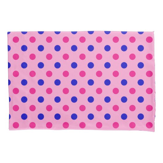 Pink Blue Pink Polka Dot Pattern 枕カバー (正面)