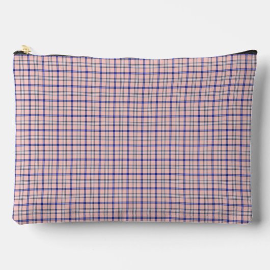 Pink Blue Plaid Classic Pattern Retro アクセサリーポーチ (正面)