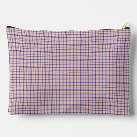 Pink Blue Plaid Classic Pattern Retro アクセサリーポーチ (裏面)