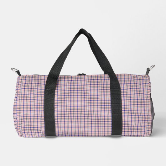 Pink Blue Plaid Classic Pattern Retro ダッフルバッグ (正面)