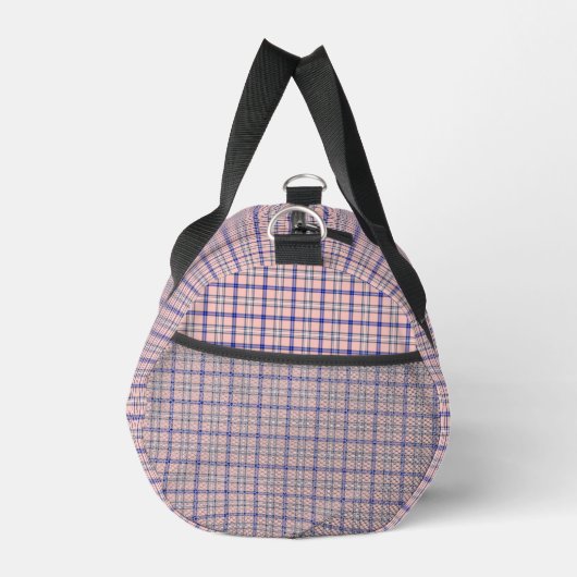 Pink Blue Plaid Classic Pattern Retro ダッフルバッグ (右)