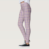 Pink Blue Plaid Classic Pattern Retro レギンス (左)