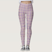 Pink Blue Plaid Classic Pattern Retro レギンス (正面)