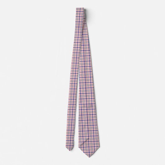 Pink Blue Plaid Classic Pattern Retro Neck Tie ネクタイ (裏面)