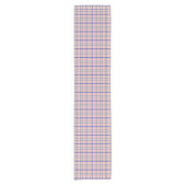 Pink Blue Plaid Classic Pattern Retro Table Runner ショートテーブルランナー (正面)