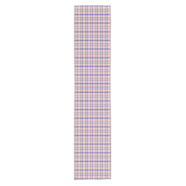 Pink Blue Plaid Classic Pattern Retro Table Runner ショートテーブルランナー