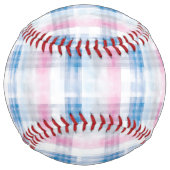 Pink Blue Plaid Stripes ソフトボール (裏面)
