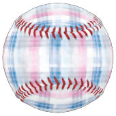 Pink Blue Plaid Stripes ソフトボール (正面)