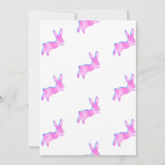 Pink Blue Purple Cute Bunny Easter Brunch Egg Hunt 招待状 (裏面)