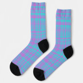 Pink Blue Purple Plaid Pattern ソックス (左)