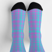 Pink Blue Purple Plaid Pattern ソックス (上部)