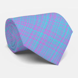 Pink Blue Purple Plaid Pattern ネクタイ