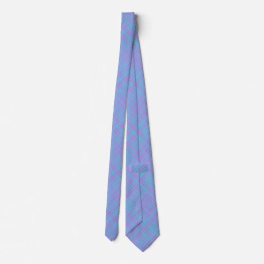 Pink Blue Purple Plaid Pattern ネクタイ (裏面)
