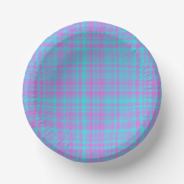 Pink Blue Purple Plaid Pattern ペーパーボウル