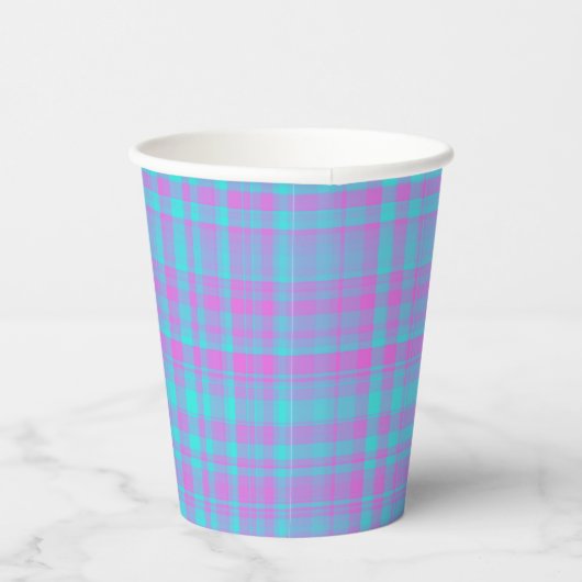 Pink Blue Purple Plaid Pattern 紙コップ (右)
