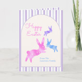 Pink Blue Purple Watercolor Bunny Custom Easter   シーズンカード (正面)