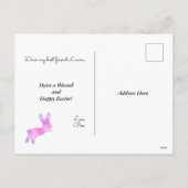 Pink Blue Purple Watercolor Cute Bunny Easter  シーズンポストカード (裏面)