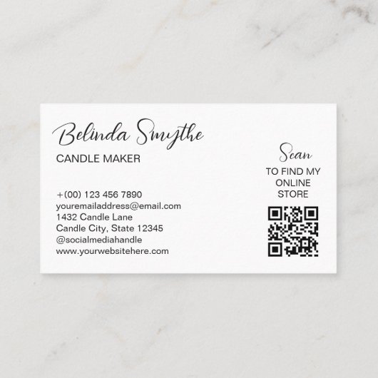 Pink & Blue Scribbled Candles Candle Maker QR Code 名刺 (裏面)