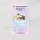 Pink Blue Shower Bubble Pet Groomer Cat Dog 名刺 (正面)