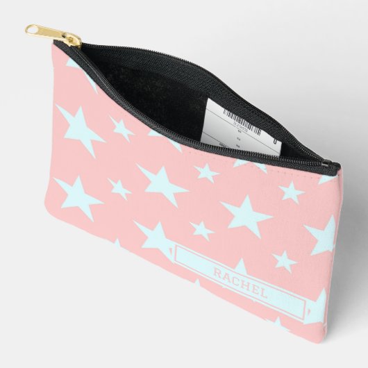 Pink Blue Stars Pattern Constellation Pencil Case アクセサリーポーチ (見開き)