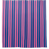 Pink Blue Stylish Stripes Pattern Design  シャワーカーテン (正面)