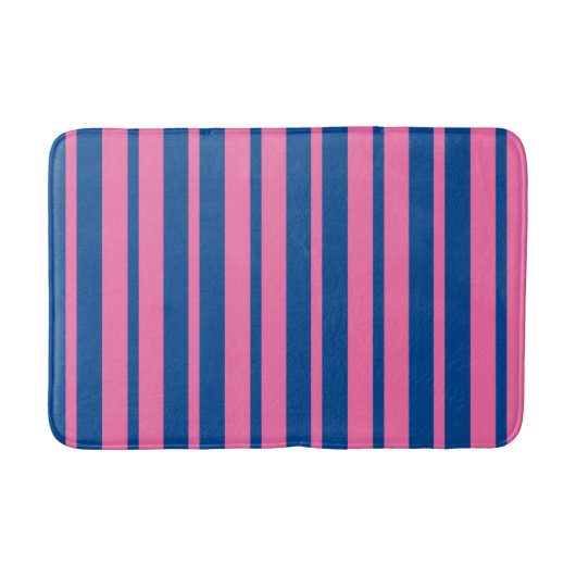 Pink Blue Stylish Stripes Pattern Design  バスマット (正面)