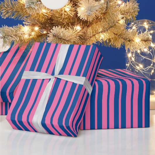 Pink Blue Stylish Stripes Pattern Design  ラッピングペーパー