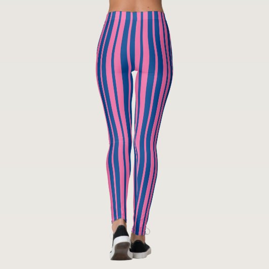 Pink Blue Stylish Stripes Pattern Design レギンス (裏面)