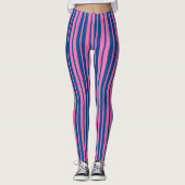 Pink Blue Stylish Stripes Pattern Design  レギンス (正面)