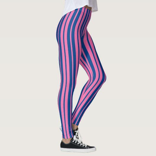 Pink Blue Stylish Stripes Pattern Design  レギンス