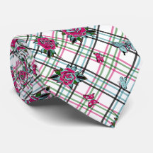 Pink Blue Tattoo Rose Skull Butterflies Plaid