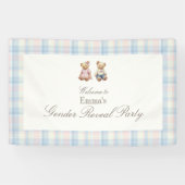 Pink Blue Teddy Bear Baby Shower Backdrop 横断幕 (横)