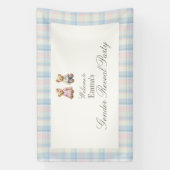 Pink Blue Teddy Bear Baby Shower Backdrop 横断幕 (縦)