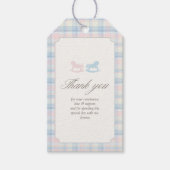 Pink Blue Teddy Bear Rectangle Gender Reveal ギフトタグ (正面)